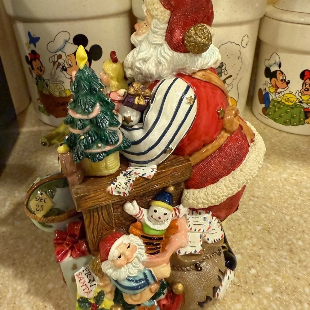 Fitz & Floyd Santa and Musical Toys Music Box Christmas Decor Colorful Figurine